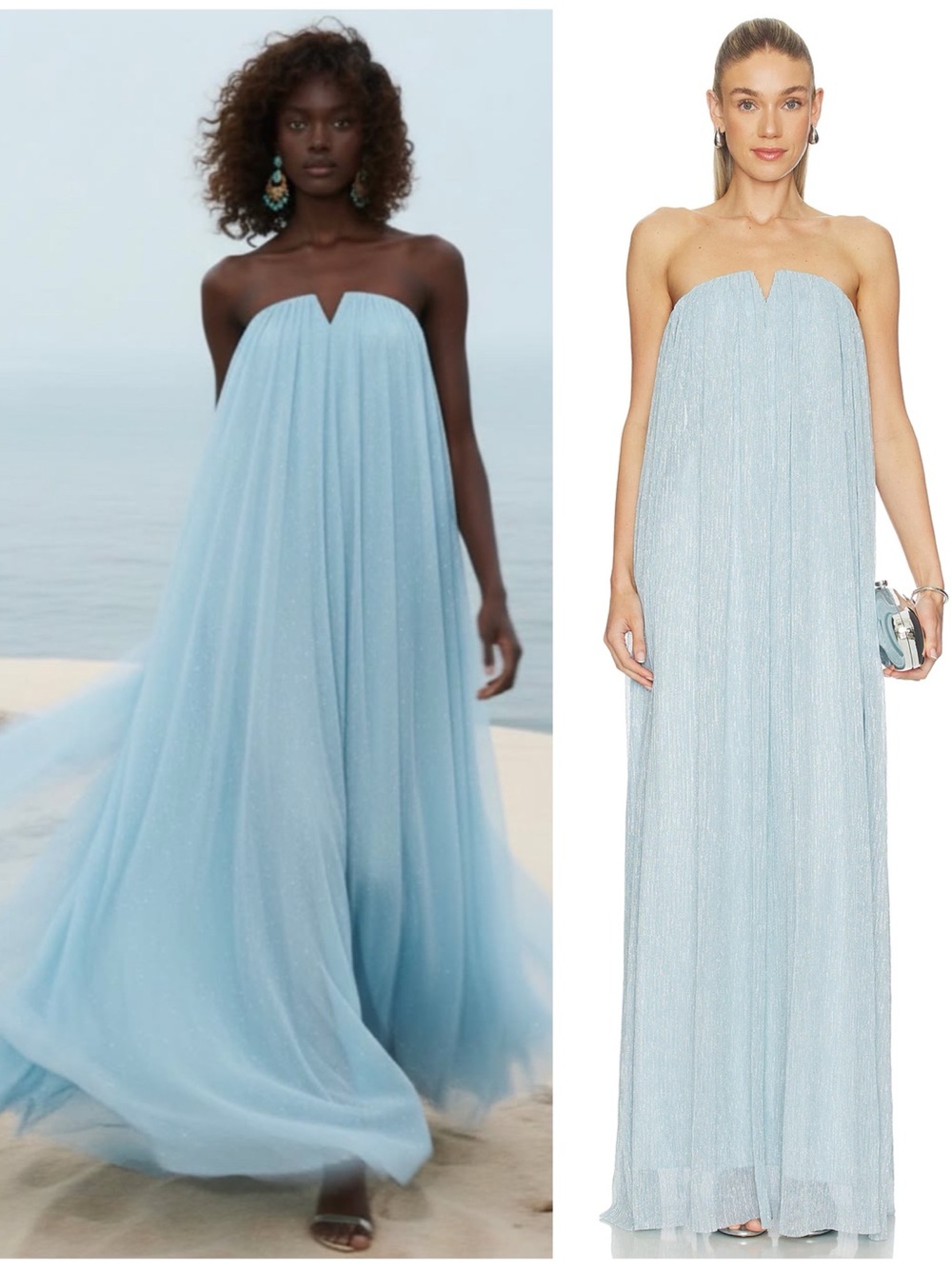 L’idee Aphrodite Long Strapless Gown in Glacier Moonlight Light Blue Women’s 4
